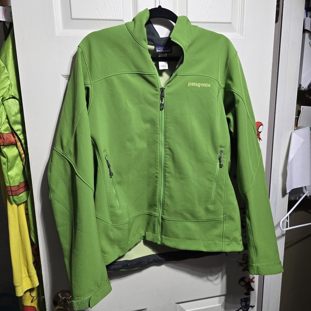 Patagonia Jacket Large Full Zip Softshell Polartec Windbloc Womens Green